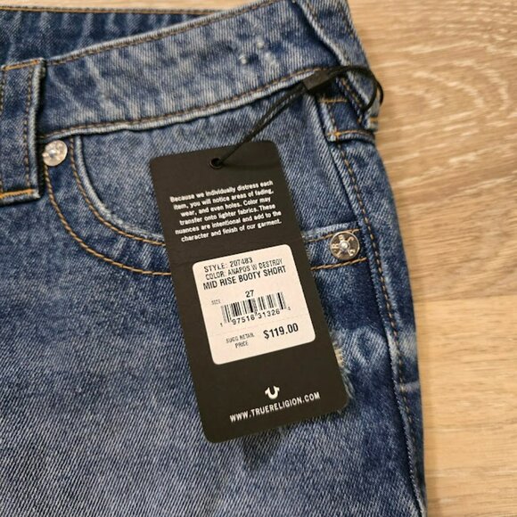 True Religion Mid Rise Booty Shorts SZ SMALL - BNWT - Picture 7 of 8